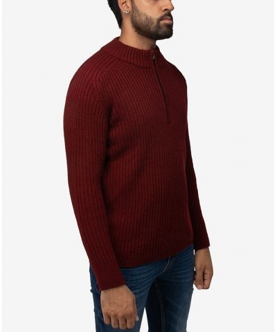 Men's Ribbed Mock Neck Quarter-Zip Sweater Red $31.90 Sweaters