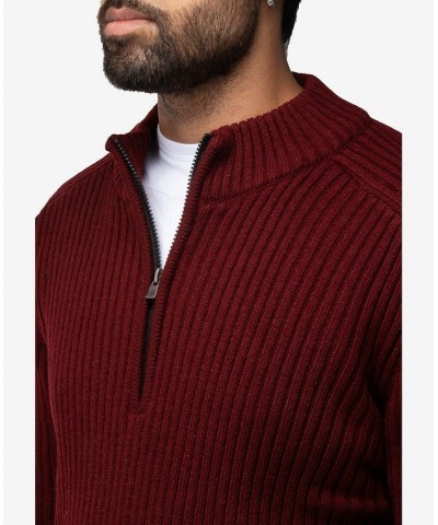 Men's Ribbed Mock Neck Quarter-Zip Sweater Red $31.90 Sweaters