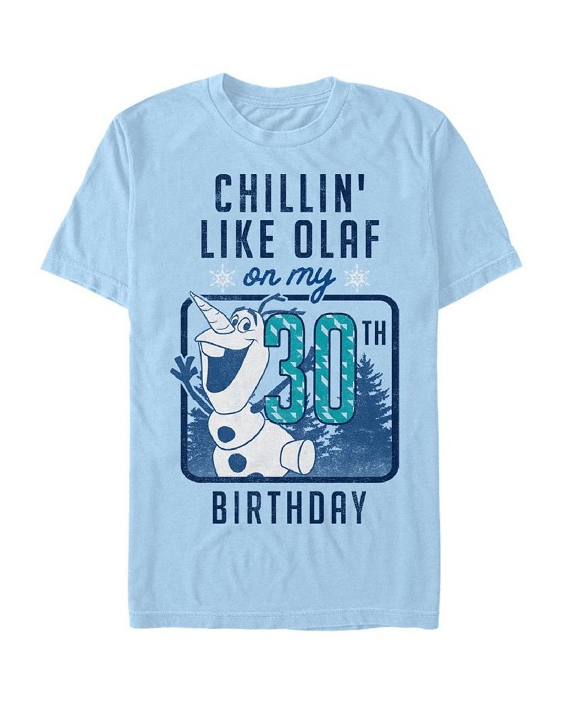 Men's Olaf Birthday 30 Short Sleeve Crew T-shirt Blue $15.75 T-Shirts