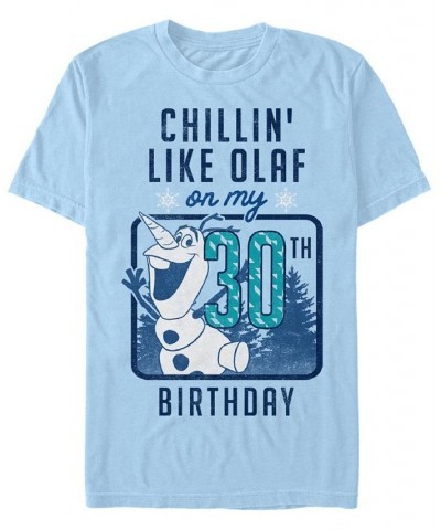 Men's Olaf Birthday 30 Short Sleeve Crew T-shirt Blue $15.75 T-Shirts