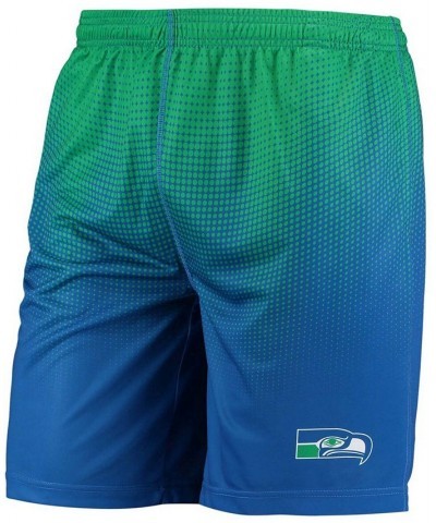 Men's Royal and Green Seattle Seahawks Historic Logo Pixel Gradient Training Shorts $18.48 Shorts