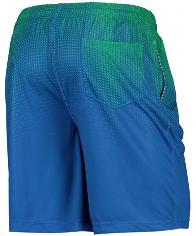 Men's Royal and Green Seattle Seahawks Historic Logo Pixel Gradient Training Shorts $18.48 Shorts