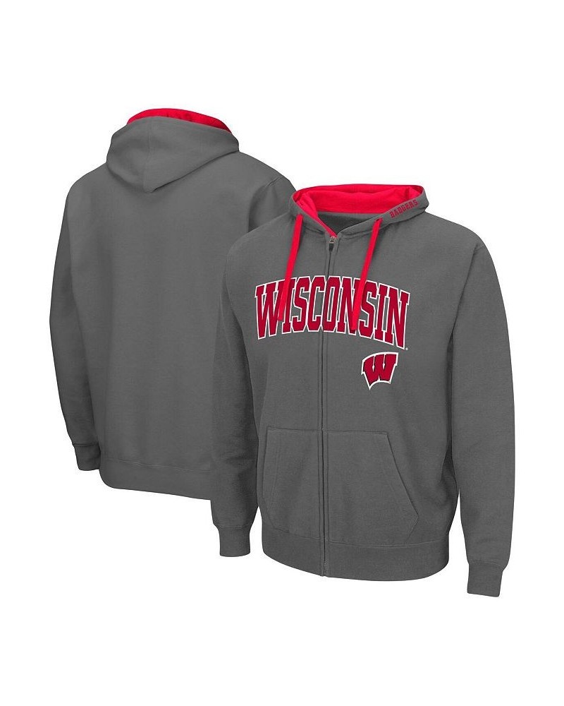 Men's Charcoal Wisconsin Badgers Big and Tall Full-Zip Hoodie $28.00 Sweatshirt