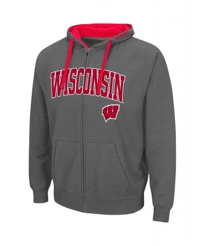 Men's Charcoal Wisconsin Badgers Big and Tall Full-Zip Hoodie $28.00 Sweatshirt