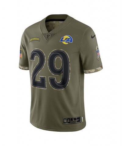 Men's Eric Dickerson Olive Los Angeles Rams 2022 Salute To Service Retired Player Limited Jersey $72.52 Jersey