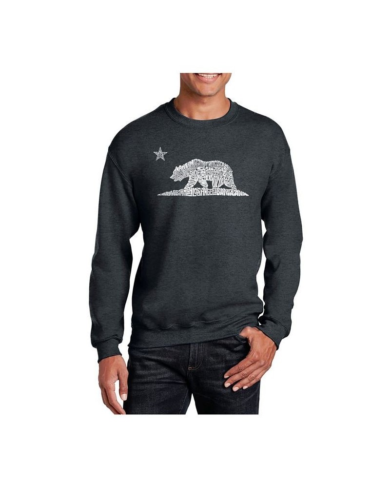 Men's Word Art California Bear Crewneck Sweatshirt Gray $21.00 Sweatshirt