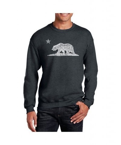 Men's Word Art California Bear Crewneck Sweatshirt Gray $21.00 Sweatshirt