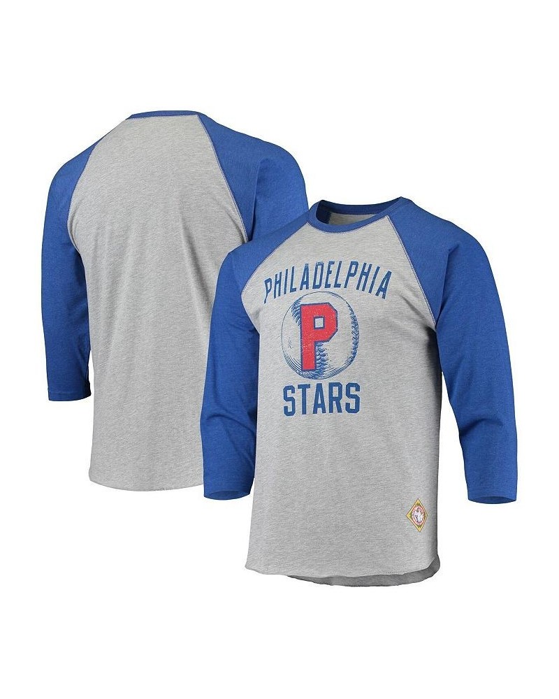 Men's Heather Gray, Royal Philadelphia Stars Negro League Wordmark Raglan 3/4 Sleeve T-shirt $16.40 T-Shirts