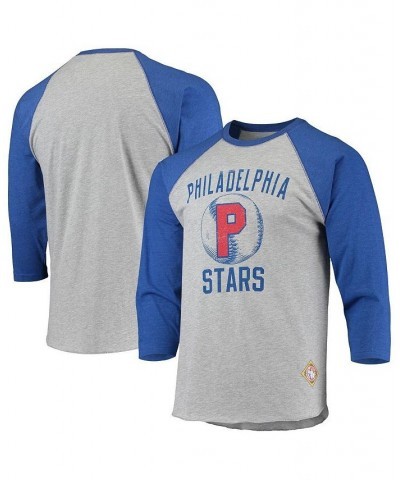 Men's Heather Gray, Royal Philadelphia Stars Negro League Wordmark Raglan 3/4 Sleeve T-shirt $16.40 T-Shirts