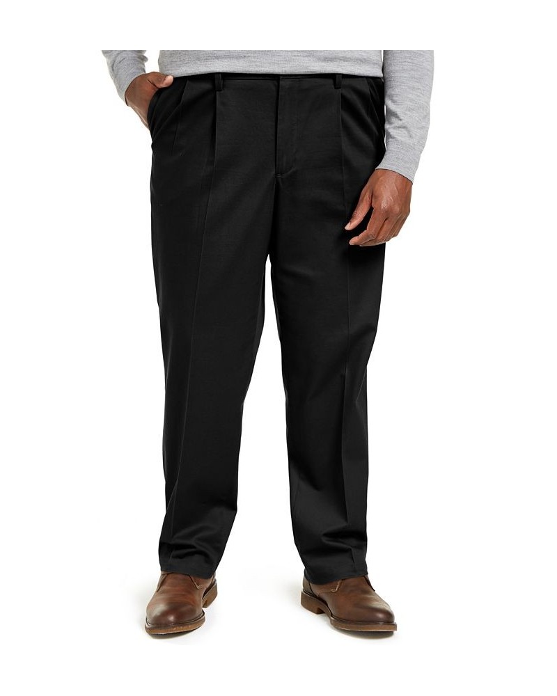 Men's Big & Tall Signature Lux Cotton Classic Fit Pleated Creased Stretch Khaki Pants Black $34.79 Pants