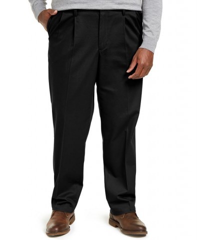 Men's Big & Tall Signature Lux Cotton Classic Fit Pleated Creased Stretch Khaki Pants Black $34.79 Pants