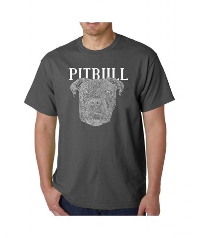 Men's Word Art - Pitbull Face T-Shirt Gray $14.00 T-Shirts