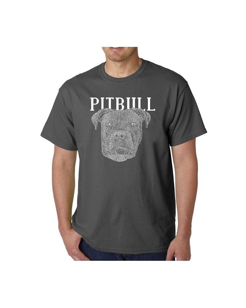 Men's Word Art - Pitbull Face T-Shirt Gray $14.00 T-Shirts