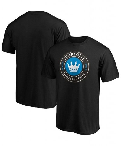 Men's Black Charlotte FC Primary Logo Team T-shirt $17.35 T-Shirts