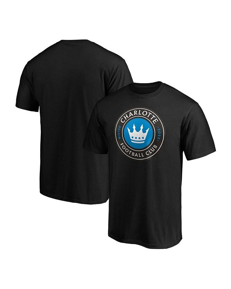 Men's Black Charlotte FC Primary Logo Team T-shirt $17.35 T-Shirts