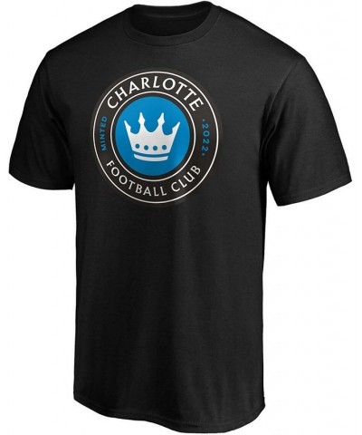 Men's Black Charlotte FC Primary Logo Team T-shirt $17.35 T-Shirts