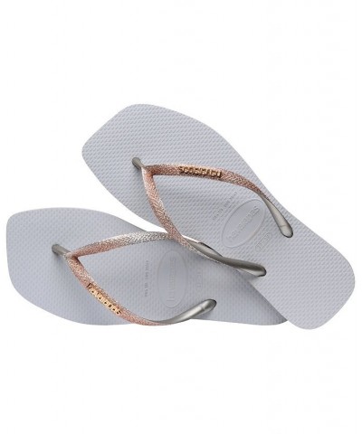 Women's Slim Square Glitter Sandals Gray $20.13 Shoes