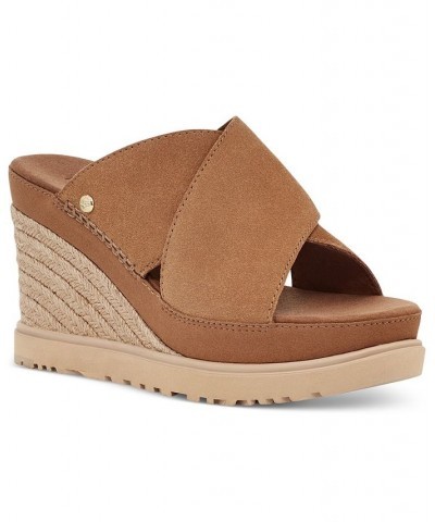 Women's Abbot Slip-On Crisscross Espadrille Wedge Sandals Brown $66.00 Shoes