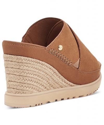 Women's Abbot Slip-On Crisscross Espadrille Wedge Sandals Brown $66.00 Shoes