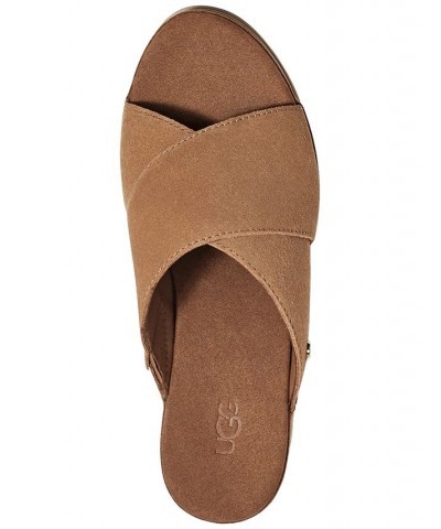 Women's Abbot Slip-On Crisscross Espadrille Wedge Sandals Brown $66.00 Shoes