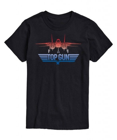 Men's Top Gun Logo Plane Printed T-shirt Black $16.45 T-Shirts