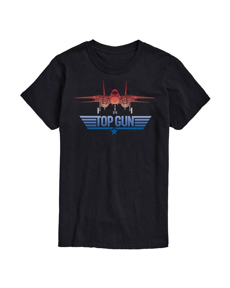 Men's Top Gun Logo Plane Printed T-shirt Black $16.45 T-Shirts