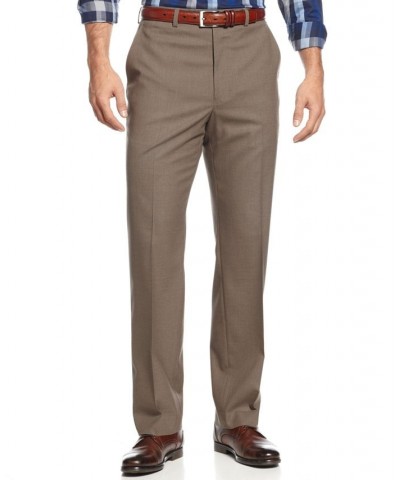 Michael Kors Men's Big and Tall Solid Classic-Fit Stretch Dress Pants Brown $20.99 Pants