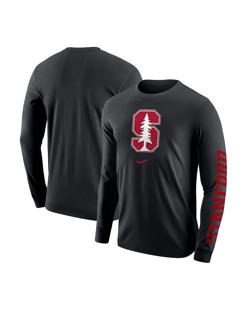 Men's Black Stanford Cardinal Team Lockup 2-Hit Long Sleeve T-shirt $16.40 T-Shirts