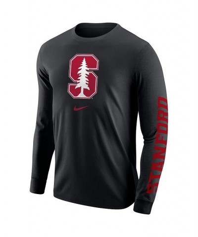 Men's Black Stanford Cardinal Team Lockup 2-Hit Long Sleeve T-shirt $16.40 T-Shirts