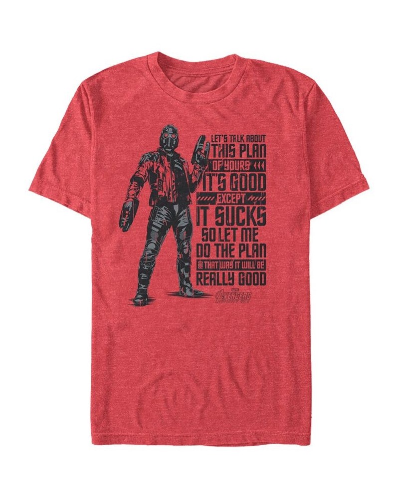 Marvel Men's Avengers Infinity War Star Lord Your Plan Sucks Short Sleeve T-Shirt Red $20.29 T-Shirts