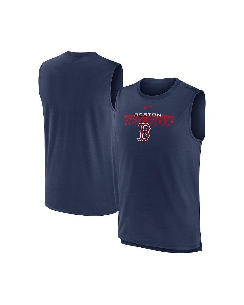 Men's Navy Boston Red Sox Knockout Stack Exceed Performance Muscle Tank Top $23.39 T-Shirts