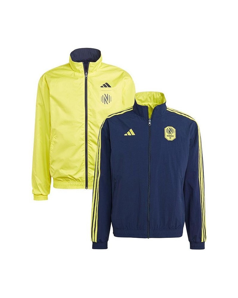 Men's Navy and Yellow Nashville SC 2023 On-Field Anthem Full-Zip Reversible Team Jacket $40.80 Jackets