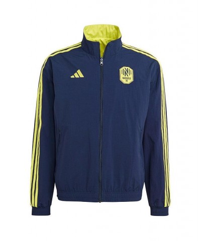 Men's Navy and Yellow Nashville SC 2023 On-Field Anthem Full-Zip Reversible Team Jacket $40.80 Jackets