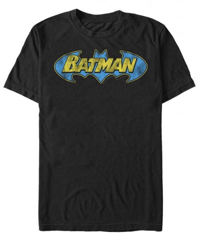 DC Men's Batman Classic Distressed Bat Text Logo Short Sleeve T-Shirt $15.40 T-Shirts