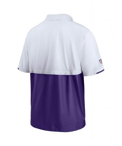 Men's White, Purple Minnesota Vikings Sideline Coaches Half-Zip Short Sleeve Jacket $38.40 Jackets