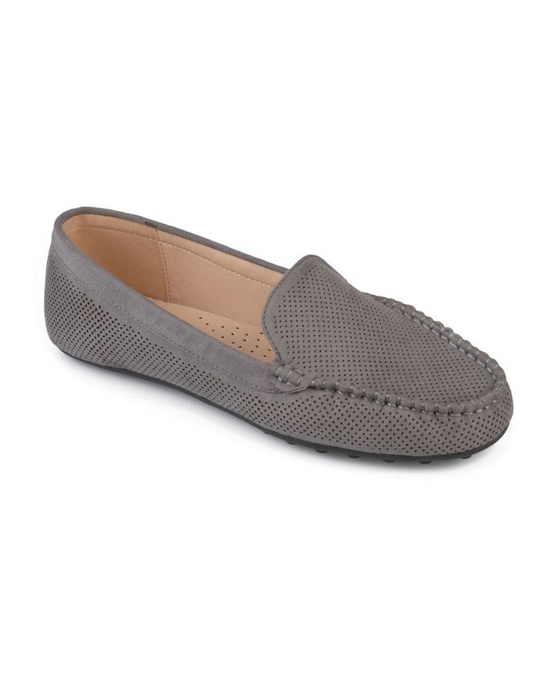 Women's Halsey Perforated Loafers Grey $42.39 Shoes