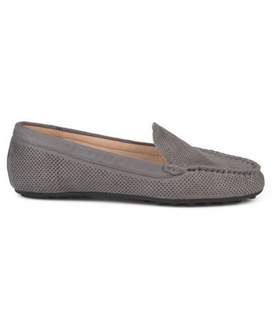 Women's Halsey Perforated Loafers Grey $42.39 Shoes