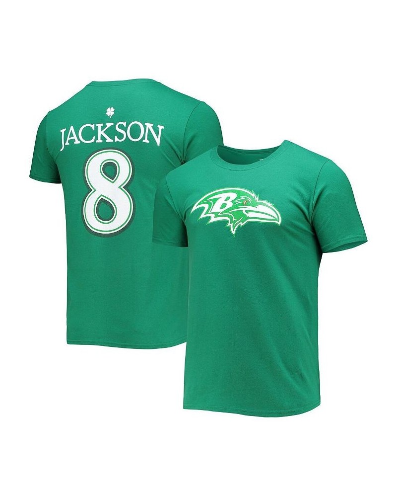 Men's Branded Lamar Jackson Green Baltimore Ravens St. Patrick's Day Icon Player T-shirt $18.48 T-Shirts