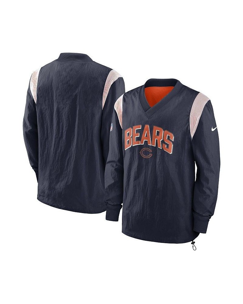 Men's Navy Chicago Bears Sideline Athletic Stack V-Neck Pullover Windshirt Jacket $41.80 Jackets