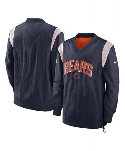 Men's Navy Chicago Bears Sideline Athletic Stack V-Neck Pullover Windshirt Jacket $41.80 Jackets