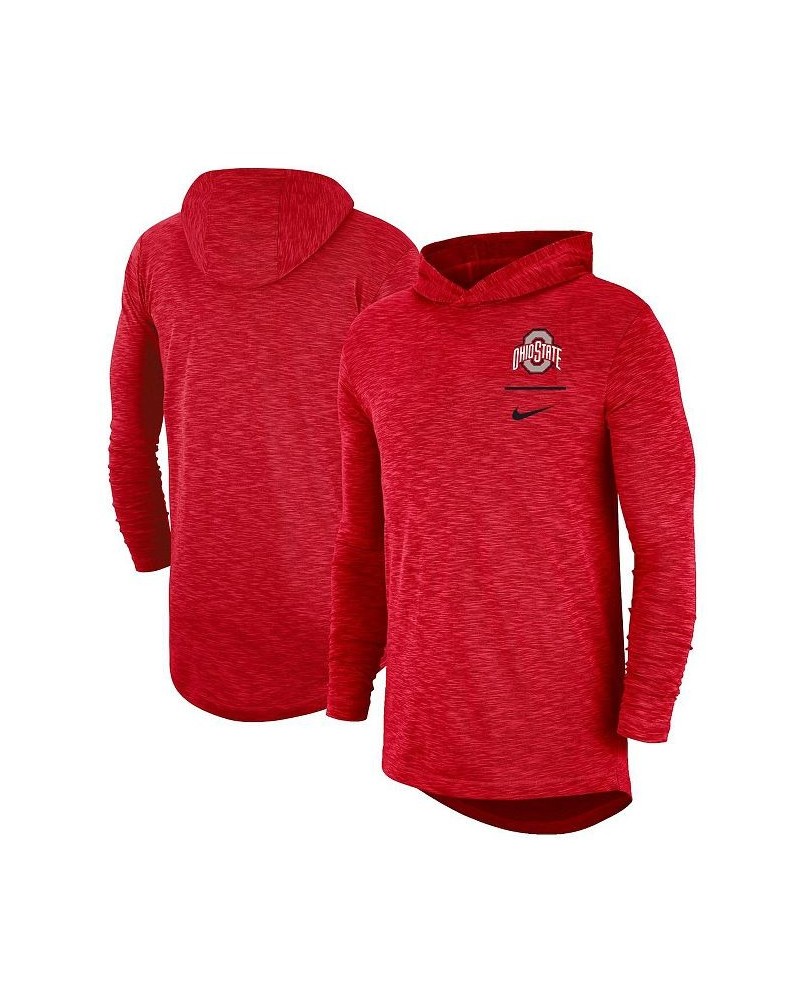 Men's Scarlet Ohio State Buckeyes Slub Space-Dye Performance Long Sleeve Hoodie T-shirt $35.69 T-Shirts