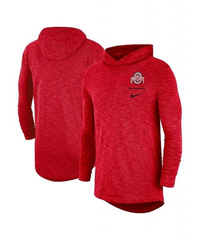 Men's Scarlet Ohio State Buckeyes Slub Space-Dye Performance Long Sleeve Hoodie T-shirt $35.69 T-Shirts