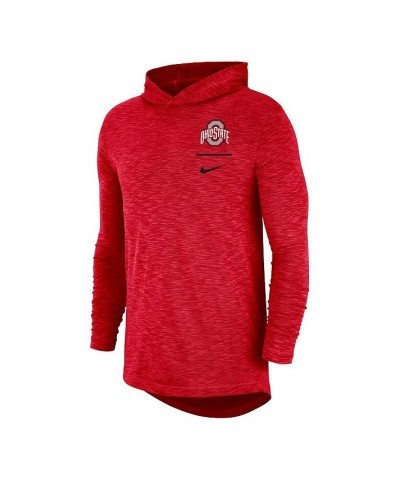 Men's Scarlet Ohio State Buckeyes Slub Space-Dye Performance Long Sleeve Hoodie T-shirt $35.69 T-Shirts