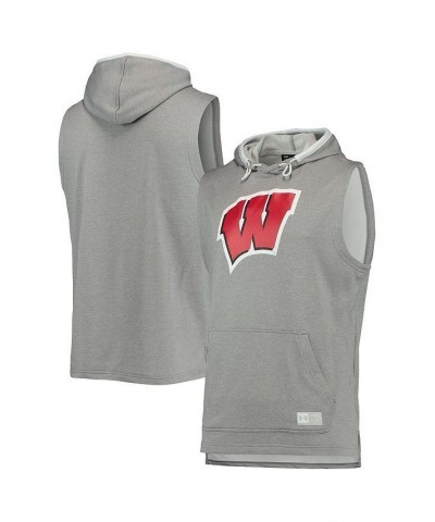 Men's Gray Wisconsin Badgers Game Day Tech Sleeveless Hoodie $25.20 T-Shirts