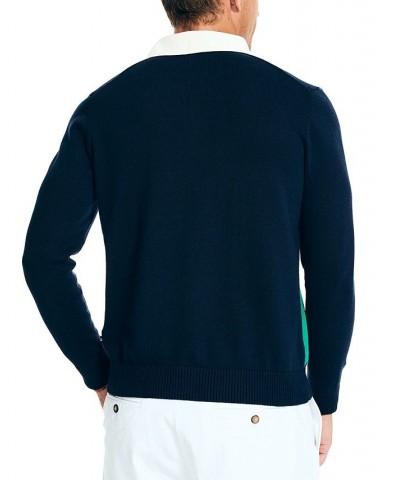 Men's Colorblocked Long-Sleeve Rugby Sweater Blue $30.24 Sweaters