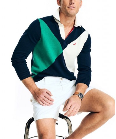 Men's Colorblocked Long-Sleeve Rugby Sweater Blue $30.24 Sweaters