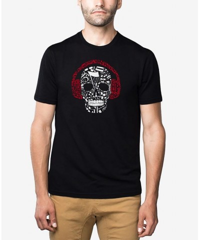 Men's Premium Blend Word Art Music Notes Skull T-shirt Black $22.94 T-Shirts