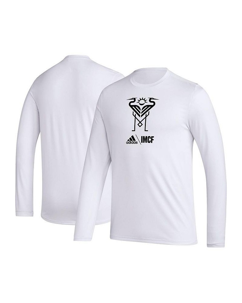 Men's White Inter Miami CF Icon Long Sleeve T-shirt $24.00 T-Shirts