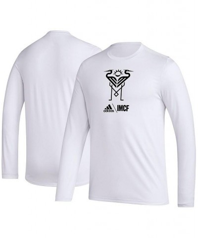 Men's White Inter Miami CF Icon Long Sleeve T-shirt $24.00 T-Shirts