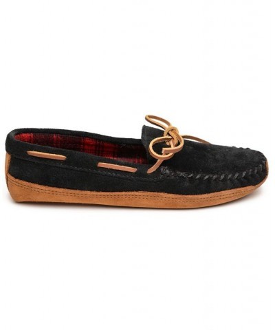 Men's Double Bottom Fleece Moccasin Slippers Brown $32.23 Shoes